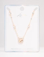 Rose Gold Halo Czech Crystal Necklace