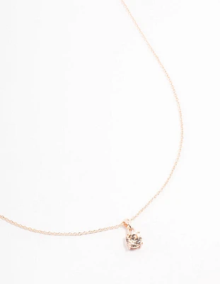 Rose Gold Solitaire Czech Crystal Necklace