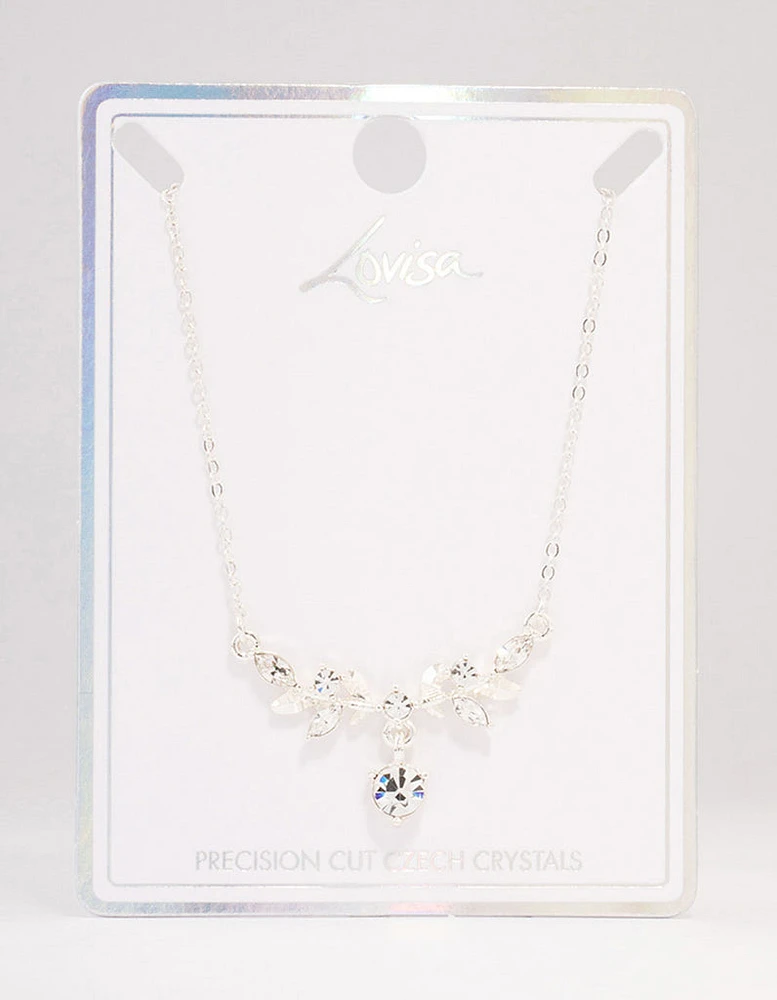 Silver Marquise Czech Crystal Vine Necklace