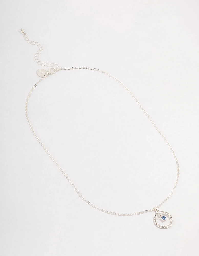 Silver Floating Czech Crystal Circle Necklace