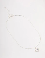 Silver Floating Czech Crystal Circle Necklace