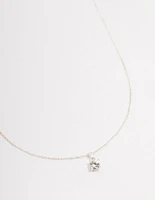 Silver Solitaire Czech Crystal Necklace