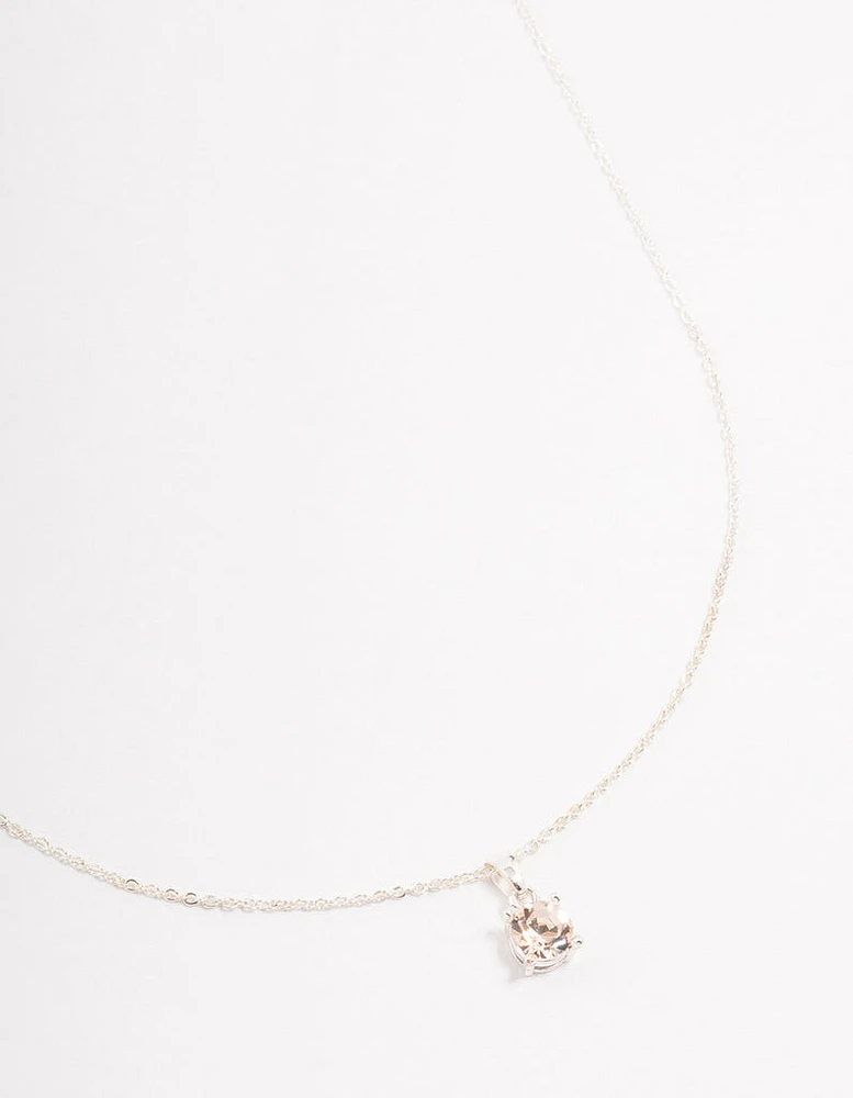 Silver Solitaire Czech Crystal Necklace