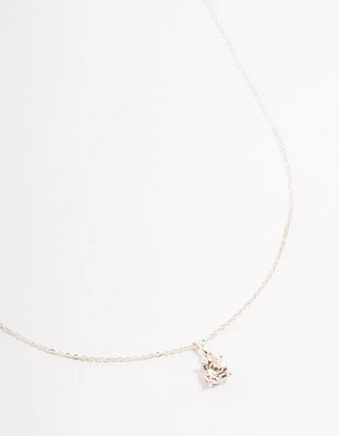 Silver Solitaire Czech Crystal Necklace