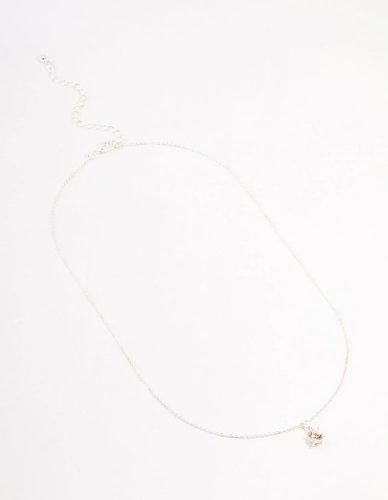 Silver Solitaire Czech Crystal Necklace