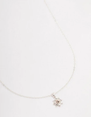 Silver Star Halo Czech Crystal Necklace