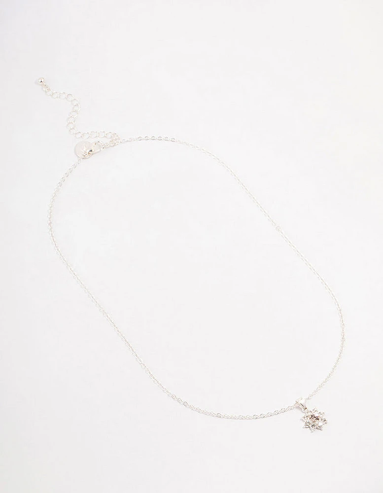 Silver Star Halo Czech Bohemia Crystal Necklace