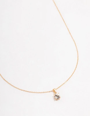 Gold Solitaire Czech Crystal Necklace