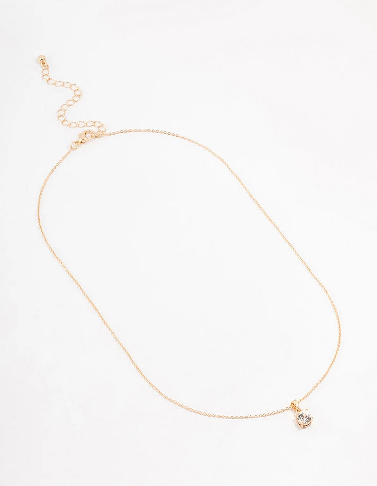 Gold Solitaire Czech Crystal Necklace