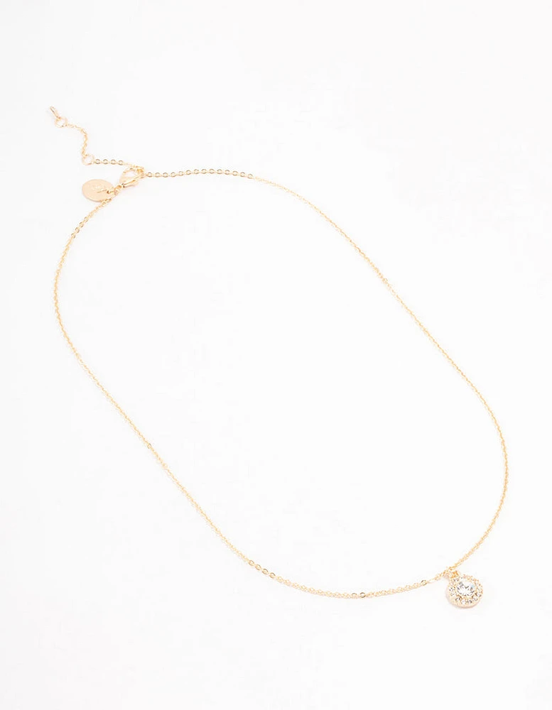 Gold Halo Czech Crystal Necklace