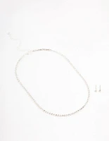 Silver Tennis Czech Crystal Necklace & Earring Set