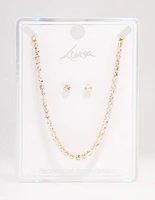 Gold Tennis Czech Crystal  Necklace & Earring Set