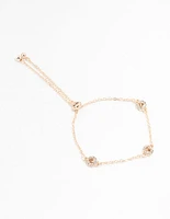 Rose Gold Station Czech Crystals Halo Toggle Bracelet