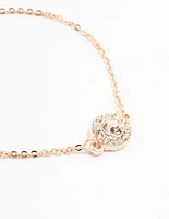 Rose Gold Halo Czech Crystals Toggle Bracelet