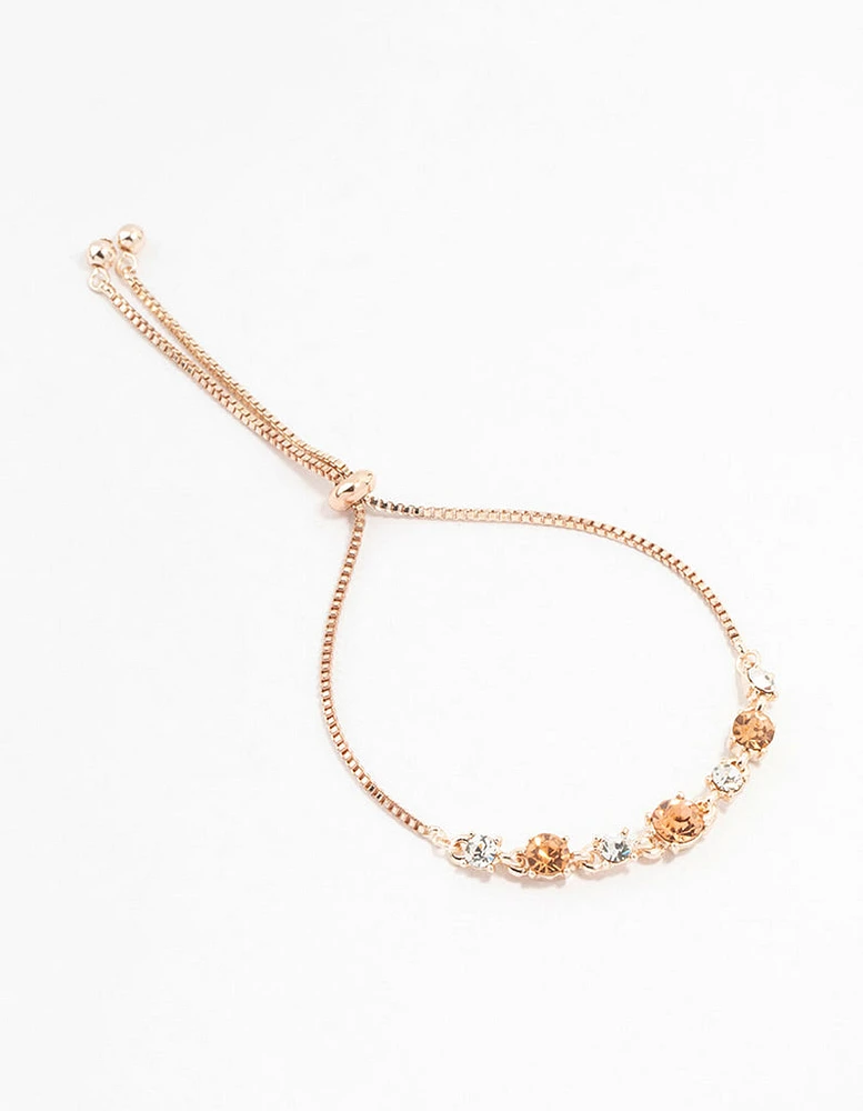 Rose Gold Mixed Czech Crystals Toggle Bracelet