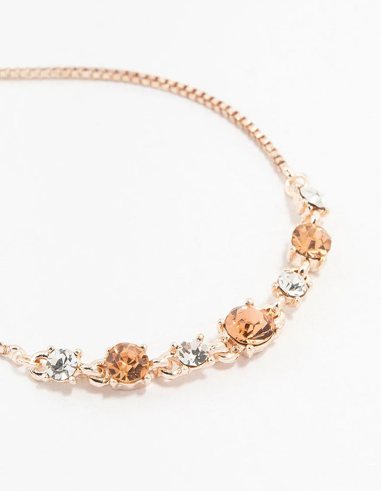 Rose Gold Mixed Czech Crystals Toggle Bracelet