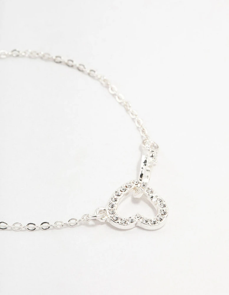 Silver Czech Crystals Heart Infinity Toggle Bracelet