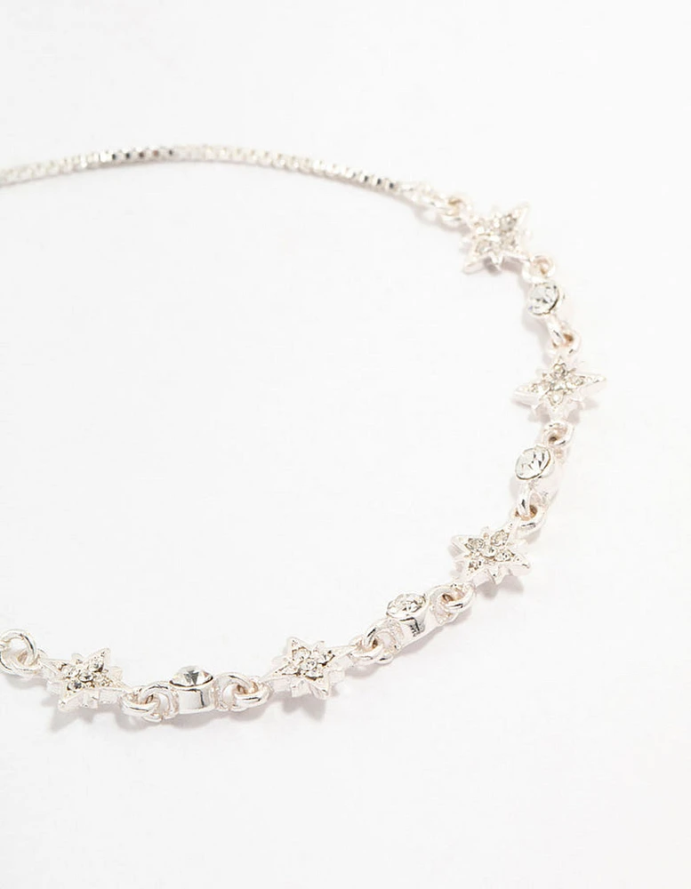 Silver Czech Bohemia Crystal Star Toggle Bracelet