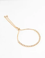 Gold Cup Chain Czech Crystal Tennis Toggle Bracelet