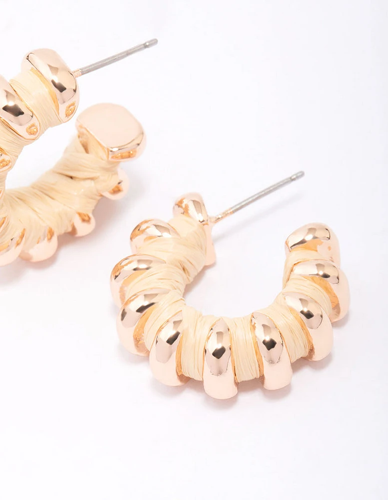 Gold Wrapped Row Hoop Earrings