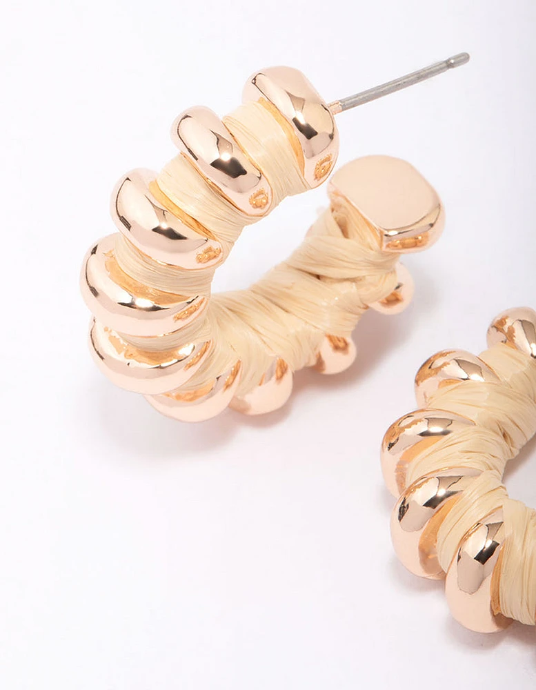 Gold Wrapped Row Hoop Earrings