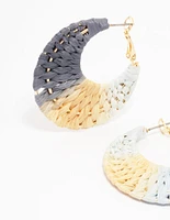 Ombre Woven Crescent Hoop Earrings