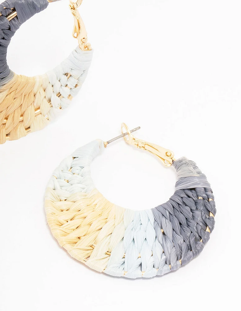 Ombre Woven Crescent Hoop Earrings