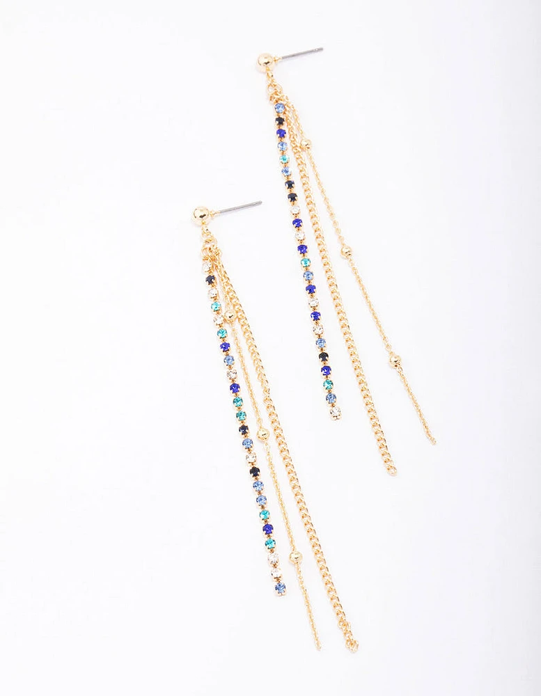 Gold Bling Chain Trio Chain Drop Earrings