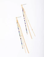 Gold Bling Chain Trio Chain Drop Earrings