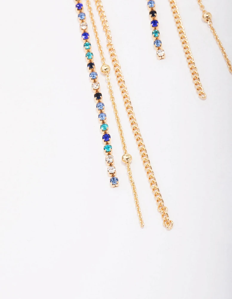 Gold Bling Chain Trio Chain Drop Earrings