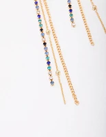 Gold Bling Chain Trio Chain Drop Earrings