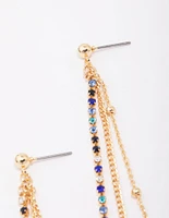 Gold Bling Chain Trio Chain Drop Earrings