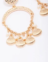 Gold Shell Jingle Drop Earrings