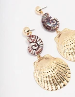 Gold Graduating Shell Drop Earrings