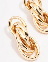 Gold Link Cluster Drop Earrings