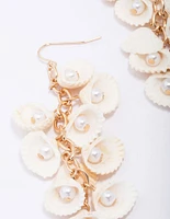 Gold Flowing Shell Drip Earrings