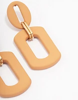 Orange Mini Ribbed Interlock Link Drop Earrings