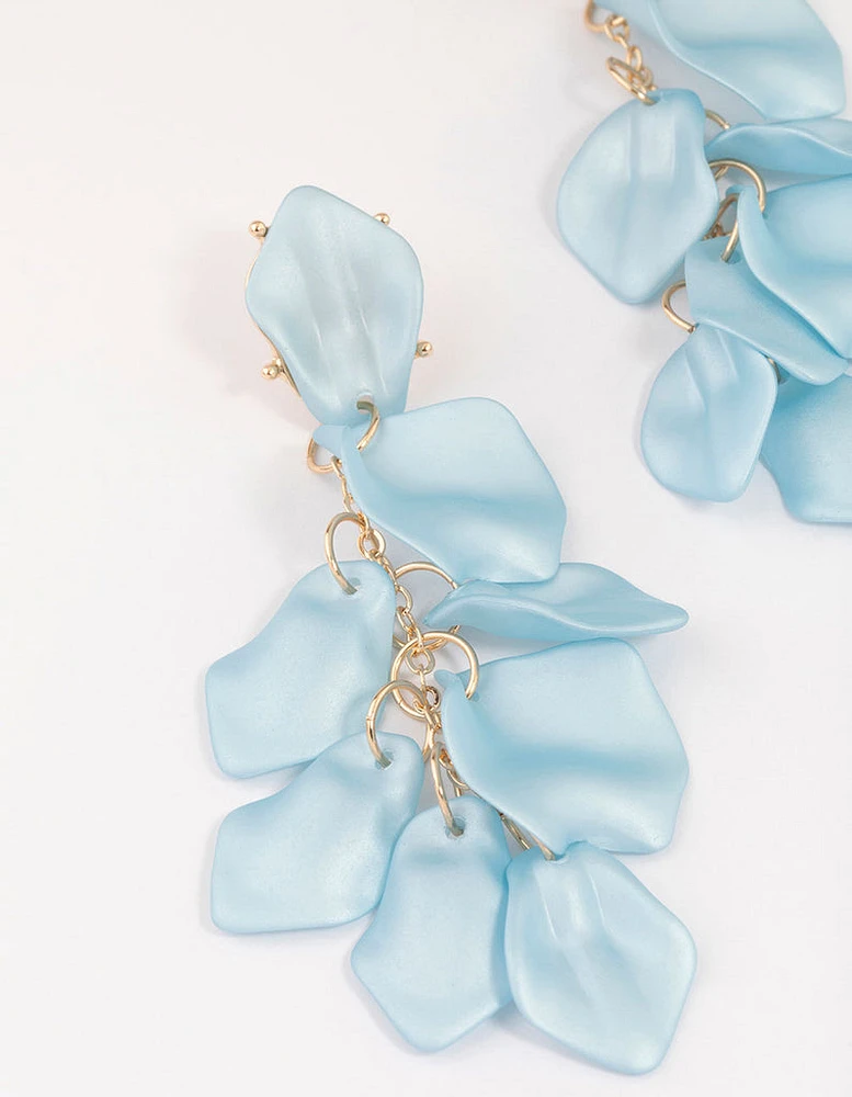 Blue Petal Drop Earrings