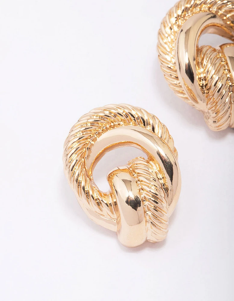 Gold Rope Knotted Stud Earrings