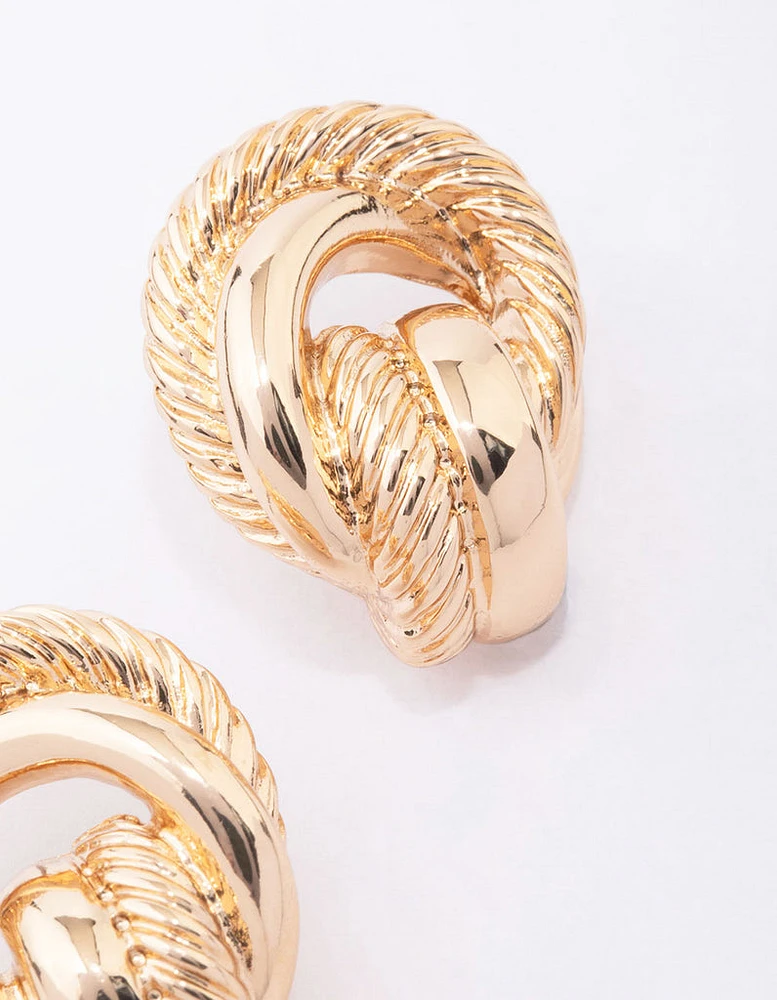 Gold Rope Knotted Stud Earrings