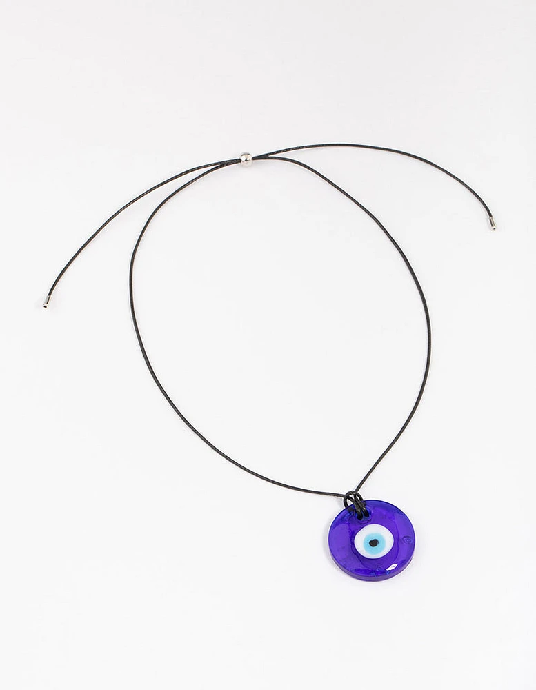 Black Cord Evil Eye Pendant Necklace