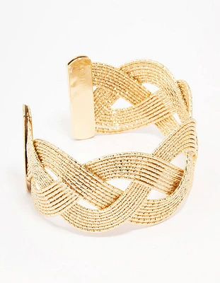 Gold Textured Woven Wrist Cuff