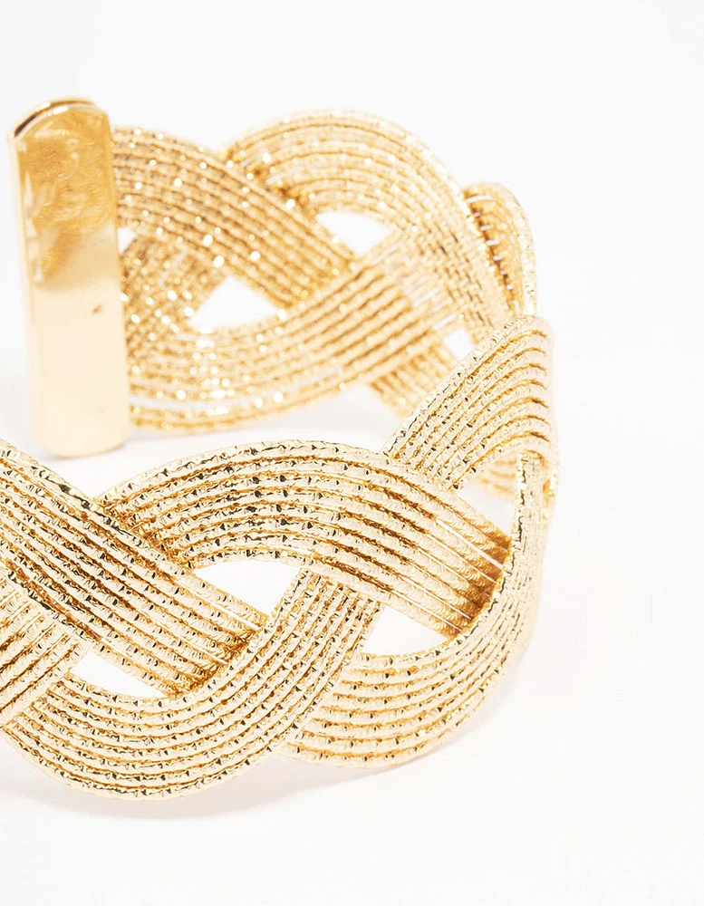 Gold Textured Woven Wrist Cuff