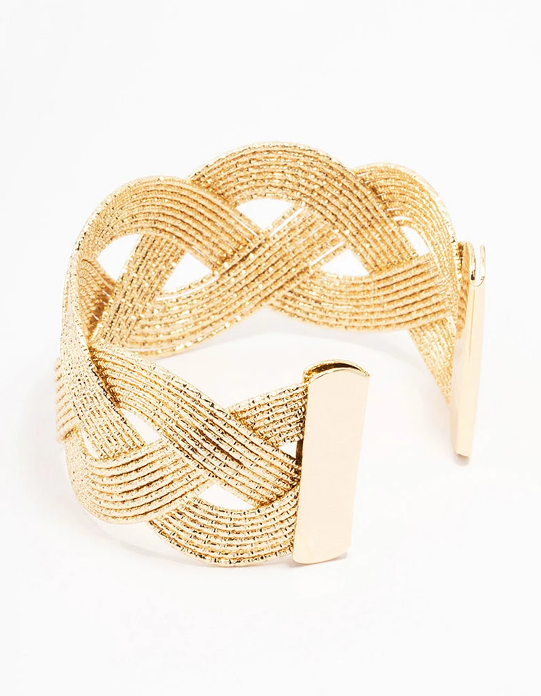 Gold Textured Woven Wrist Cuff