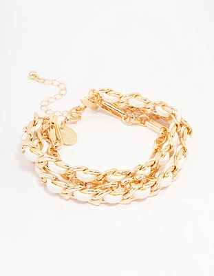 Gold Woven Chunky Layered Chain Bracelet