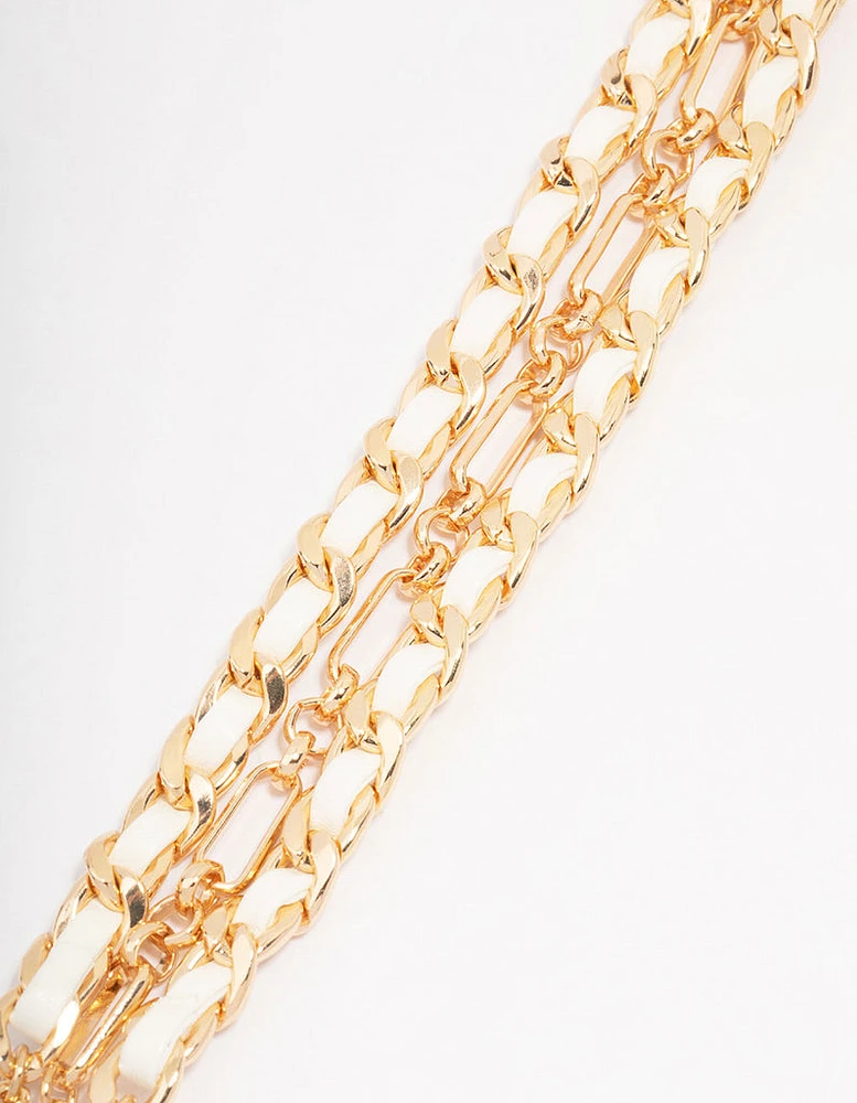 Gold Woven Chunky Layered Chain Bracelet