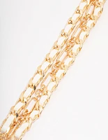 Gold Woven Chunky Layered Chain Bracelet