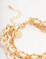 Gold Woven Chunky Layered Chain Bracelet