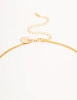 Gold Double Row Long Bar Necklace