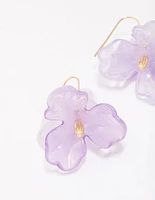 Lilac Floral Petal Drop Earrings